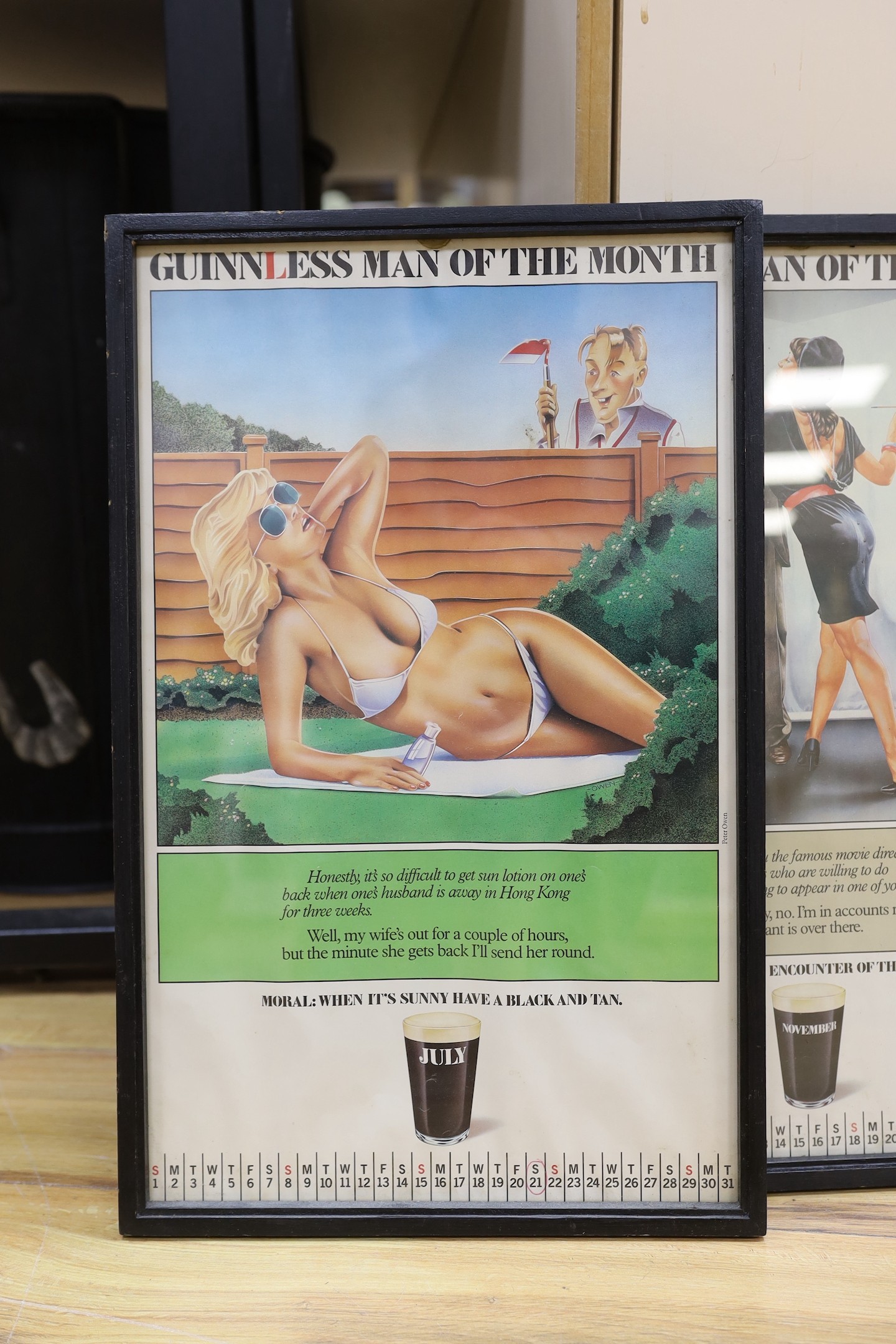 Guinness Advertising - 11 framed Guinnless man of the Month posters